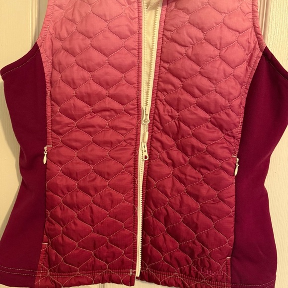L.L. Bean Vest Women Pink Ombre Poly Blend Full Zip Mock Neck Quilted Small - Picture 4 of 7